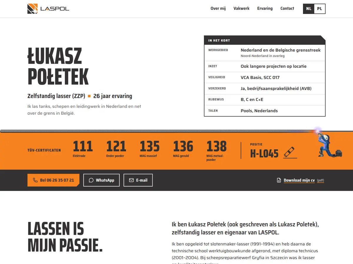 Homepage van lukaszpoletek.com